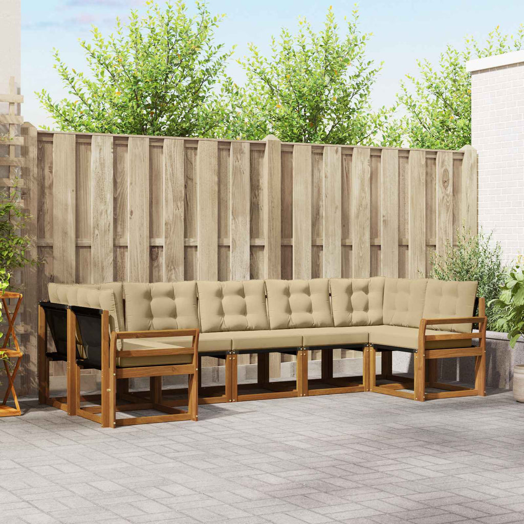Outdoor-Sofagarnitur mit Kissen 7 pcs Natur und Beige