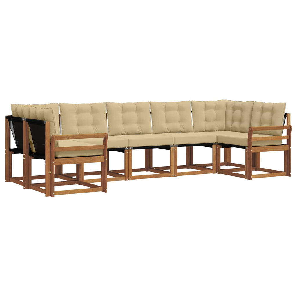 Outdoor-Sofagarnitur mit Kissen 7 pcs Natur und Beige