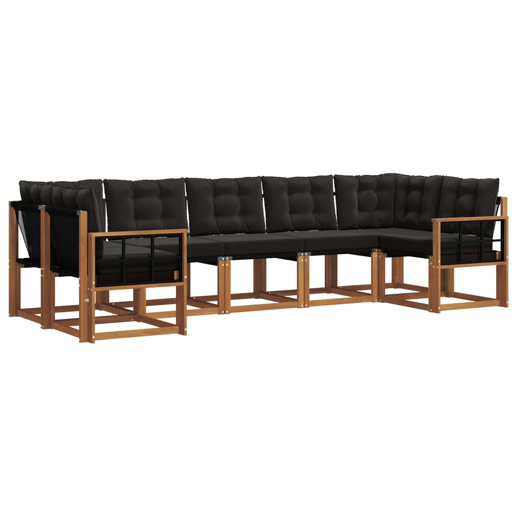 Outdoor-Sofagarnitur mit Kissen 7 pcs Natürlich und Schwarz