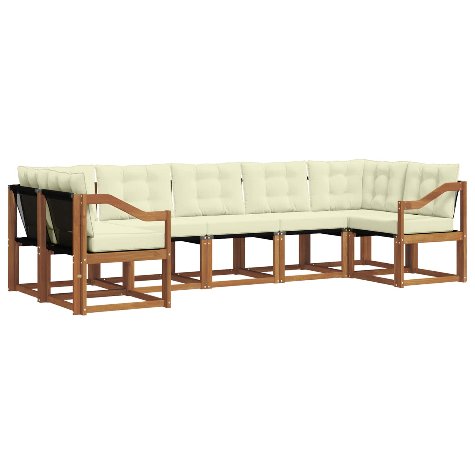 Outdoor-Sofagarnitur mit Kissen 7 pcs Natur und Creme