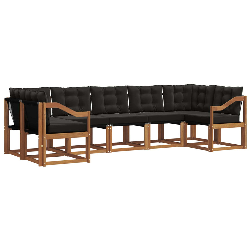Outdoor-Sofagarnitur mit Kissen 7 pcs Natürlich und Schwarz