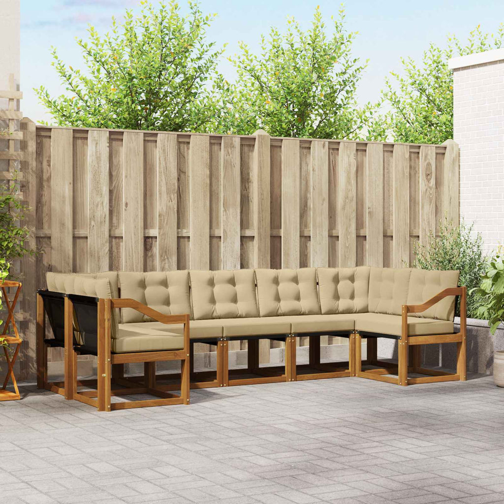 Outdoor-Sofagarnitur mit Kissen 7 pcs Natur und Beige