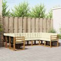 Outdoor-Sofagarnitur mit Kissen 9 pcs Natur und Creme