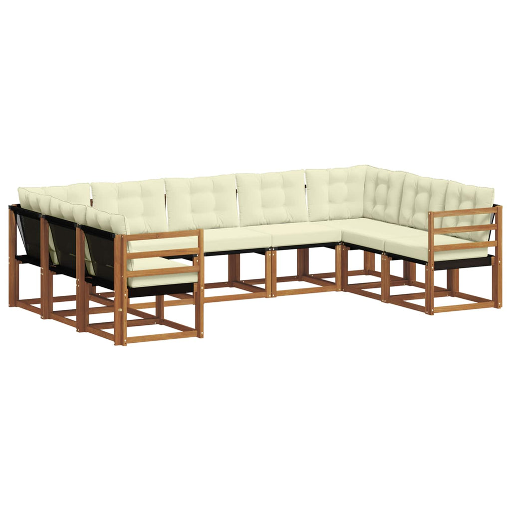 Outdoor-Sofagarnitur mit Kissen 9 pcs Natur und Creme