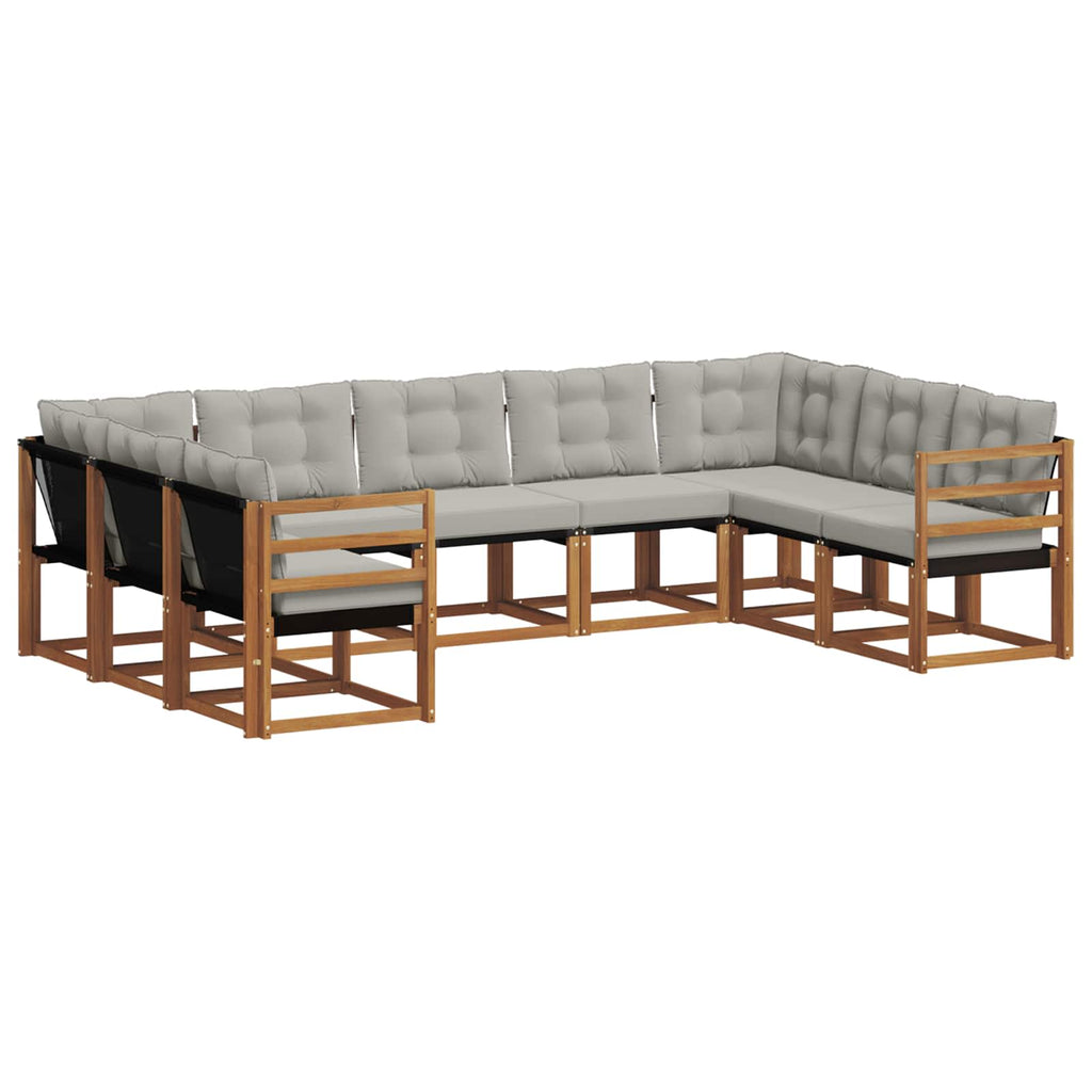 Outdoor-Sofagarnitur mit Kissen 9 pcs Natürlich und Hellgrau
