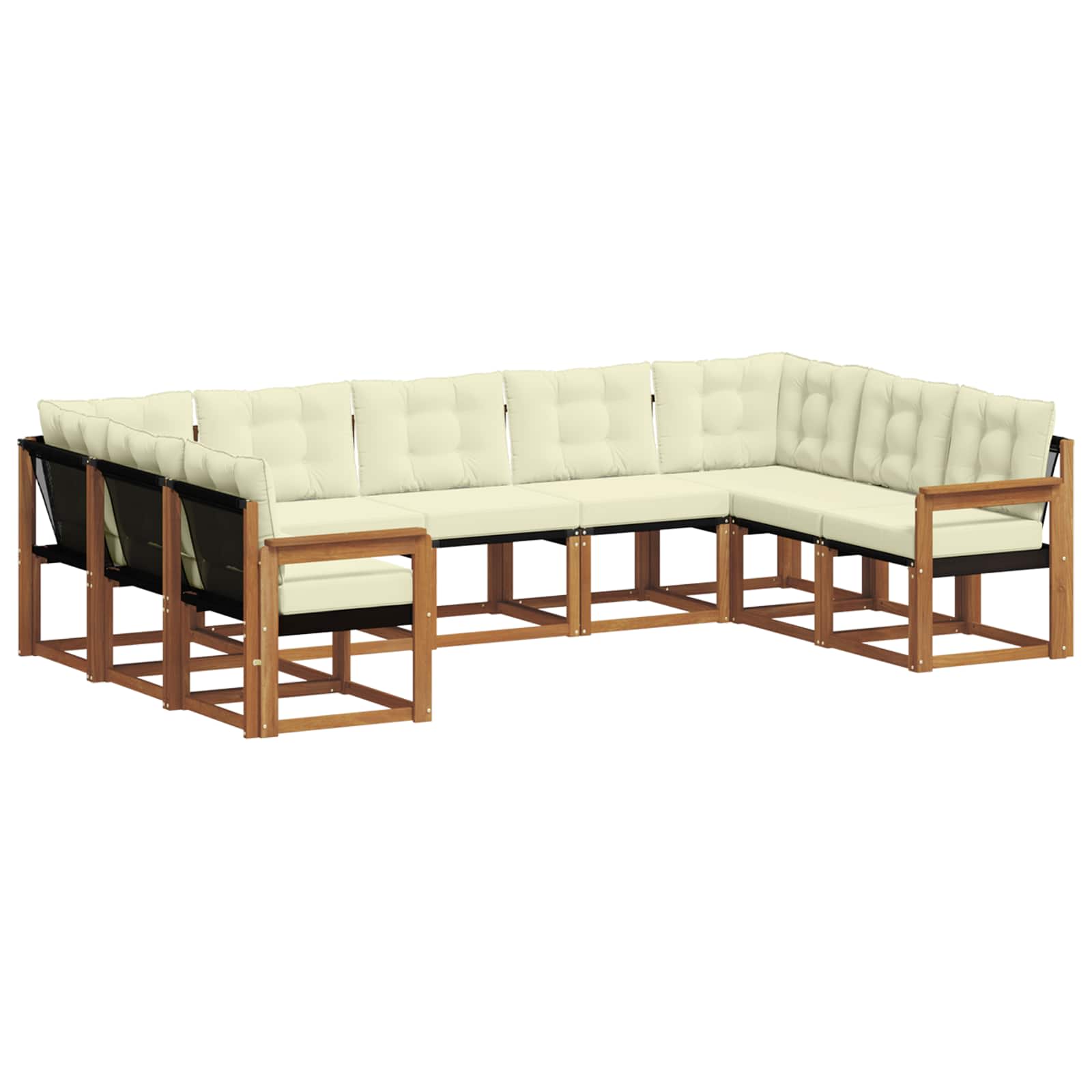 Outdoor-Sofagarnitur 9 pcs Natur und Creme Massivholz Akazie