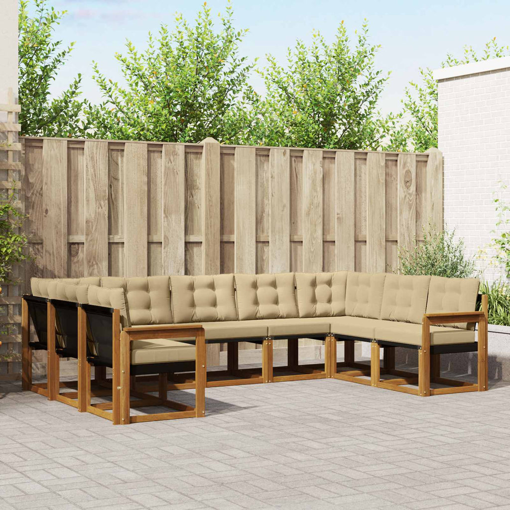 Outdoor-Sofagarnitur 9 pcs Natur und Beige Massivholz Akazie