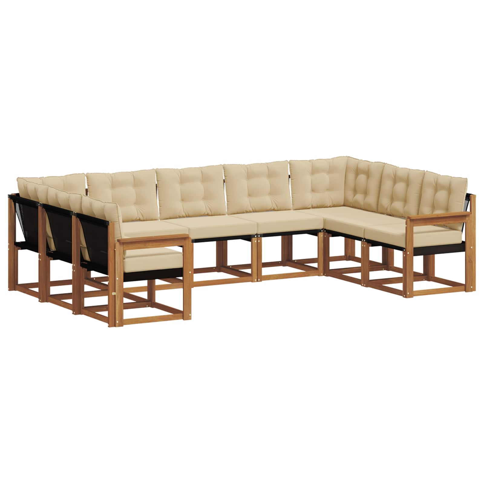 Outdoor-Sofagarnitur 9 pcs Natur und Beige Massivholz Akazie