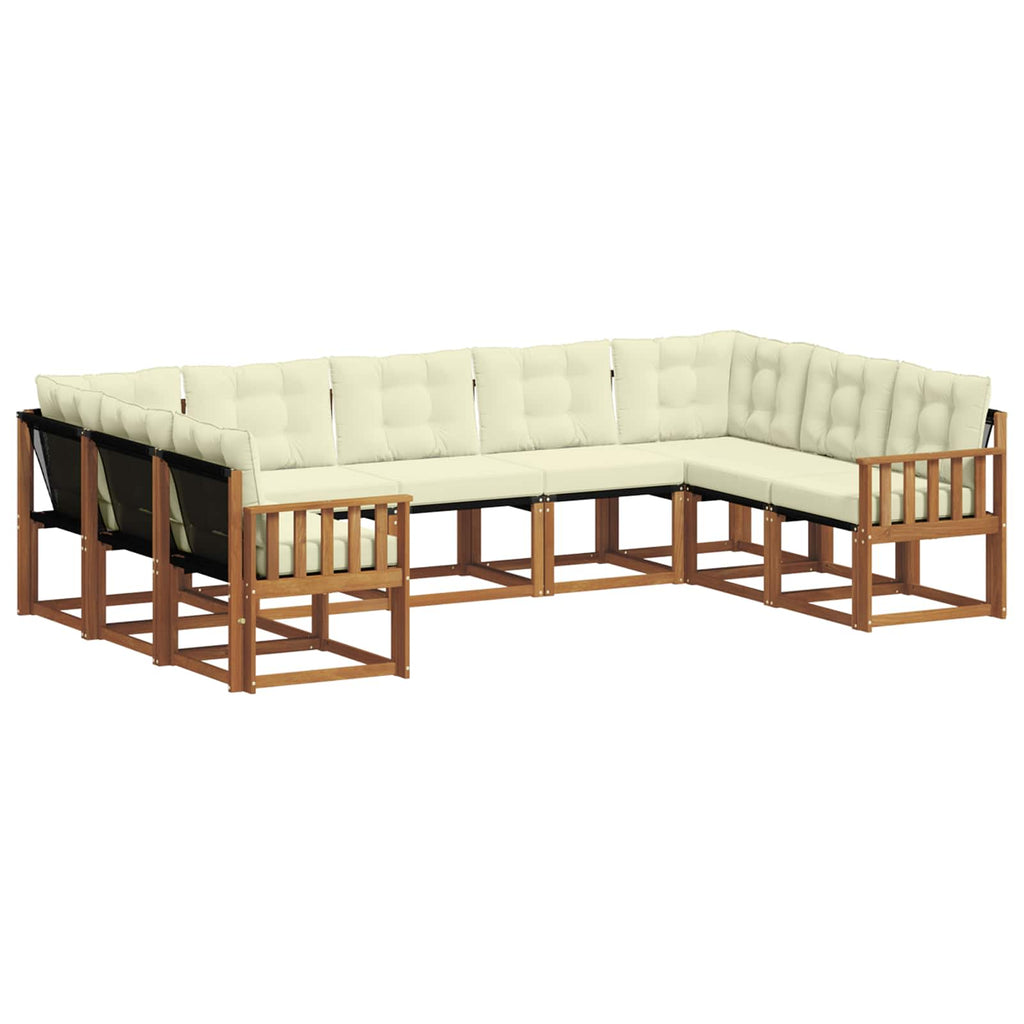 Outdoor-Sofagarnitur 9 pcs Natur und Creme Massivholz Akazie