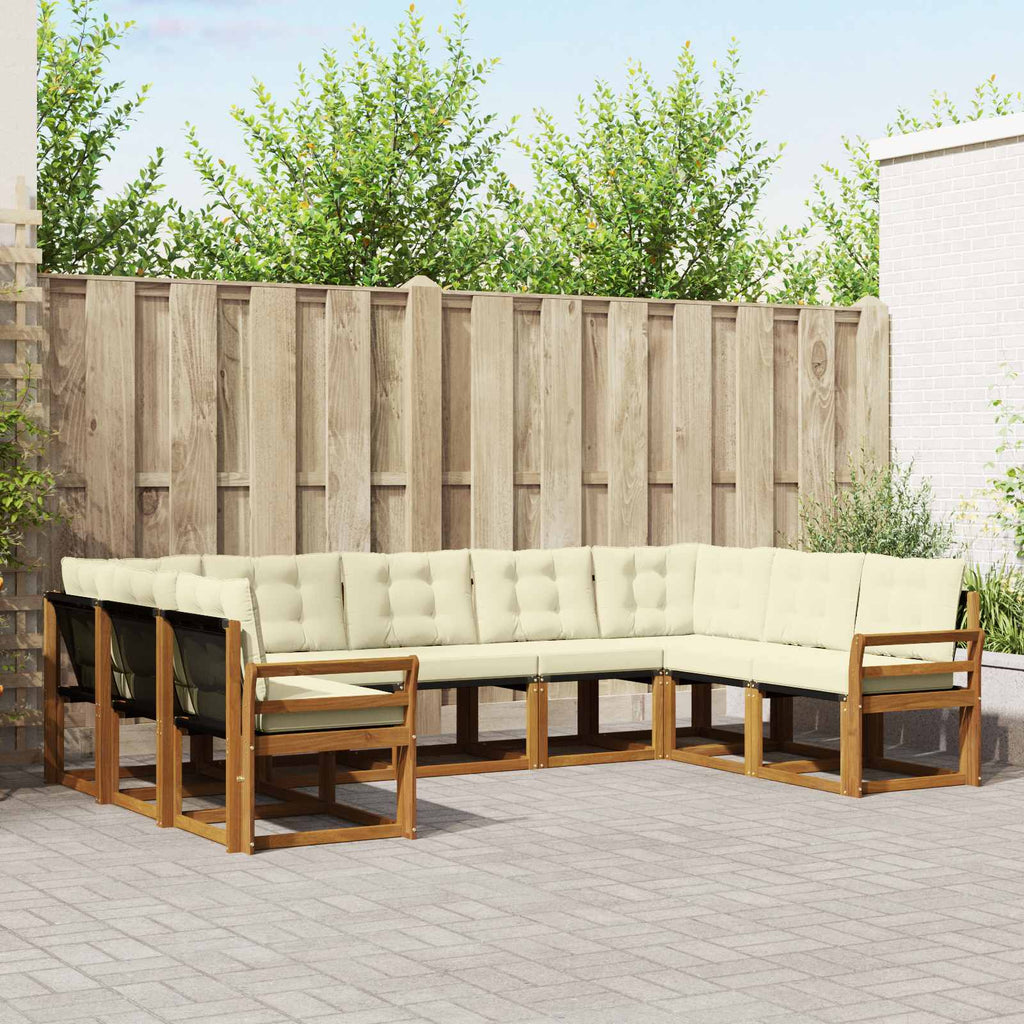 Outdoor-Sofagarnitur mit Kissen 9 pcs Natur und Creme