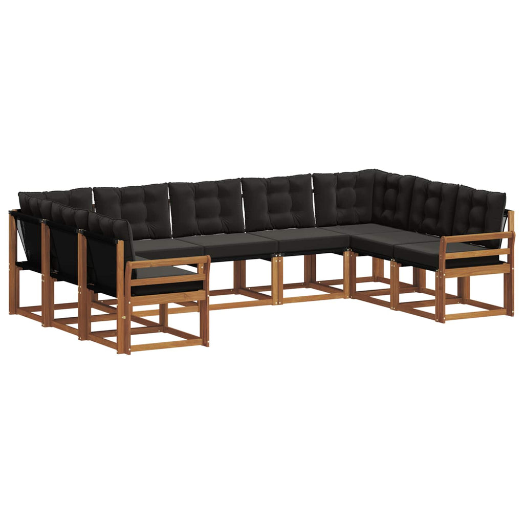 Outdoor-Sofagarnitur mit Kissen 9 pcs Natürlich und Schwarz