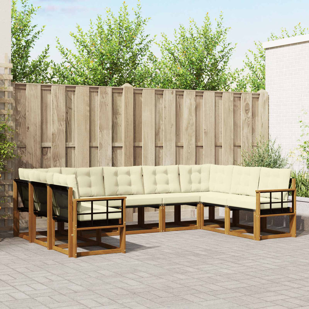 Outdoor-Sofagarnitur mit Kissen 9 pcs Natur und Creme