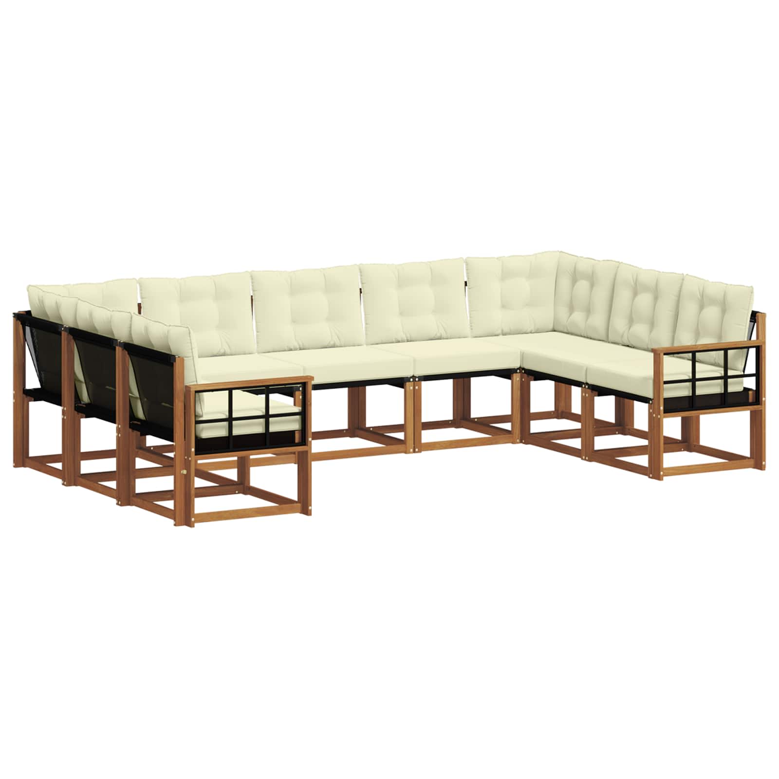 Outdoor-Sofagarnitur mit Kissen 9 pcs Natur und Creme