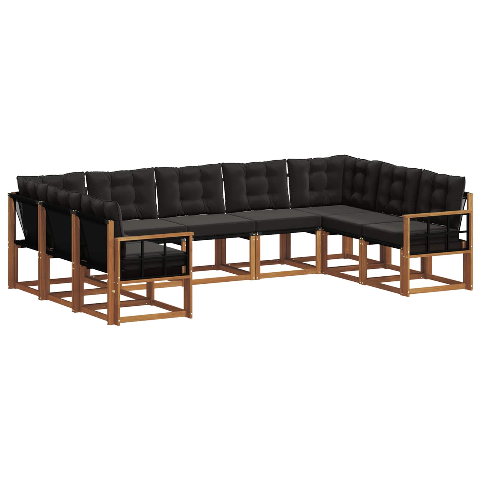 Outdoor-Sofagarnitur mit Kissen 9 pcs Natürlich und Schwarz