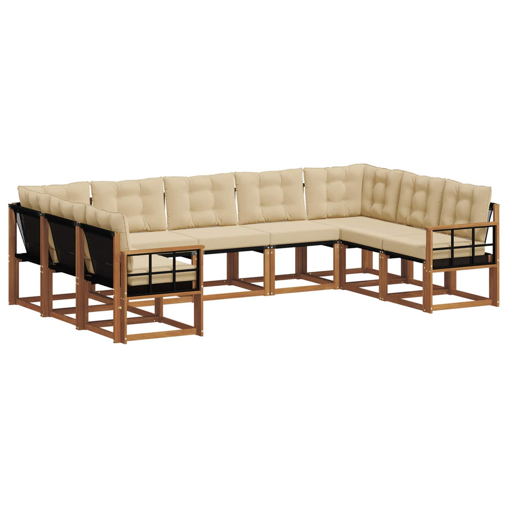 Outdoor-Sofagarnitur mit Kissen 9 pcs Natur und Beige