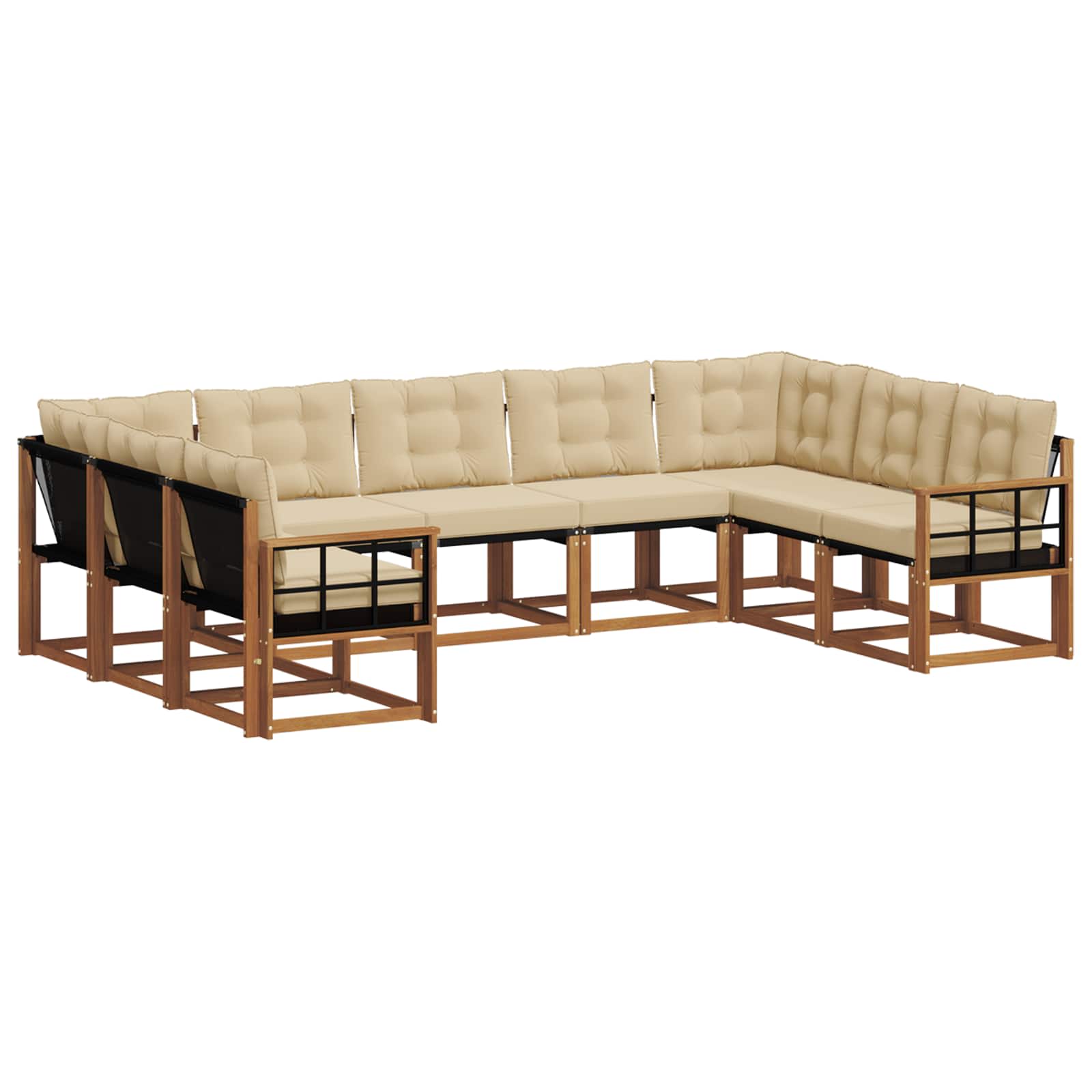 Outdoor-Sofagarnitur mit Kissen 9 pcs Natur und Beige