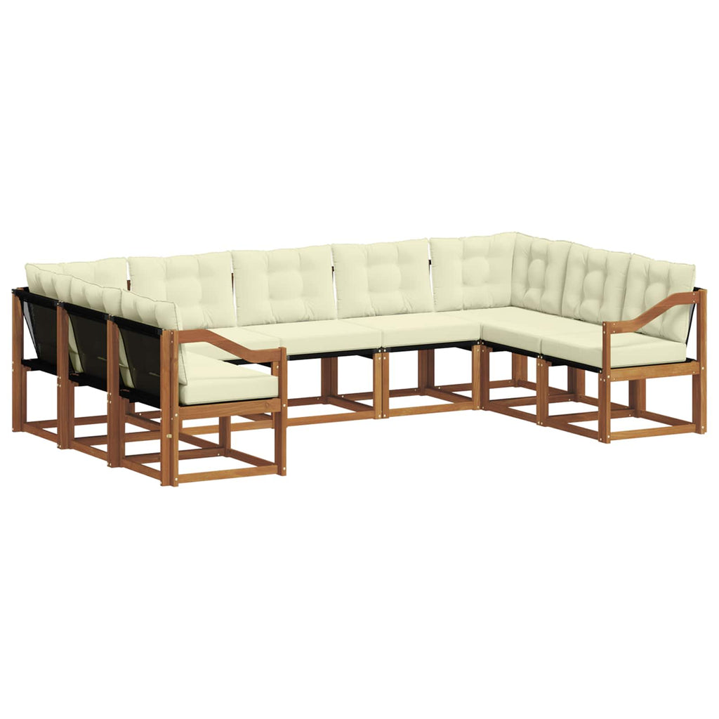 Outdoor-Sofagarnitur mit Kissen 9 pcs Natur und Creme