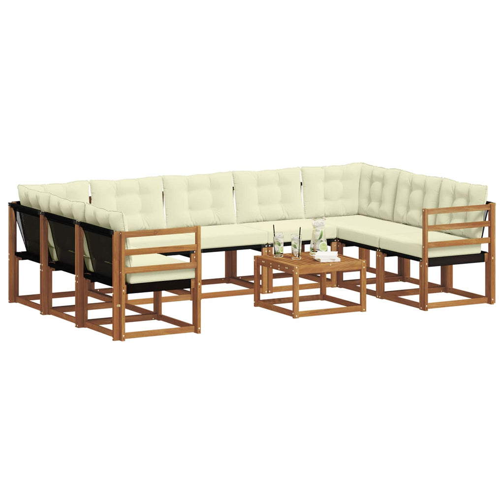 Outdoor-Sofagarnitur 10 pcs Natur und Creme Massivholz Akazie