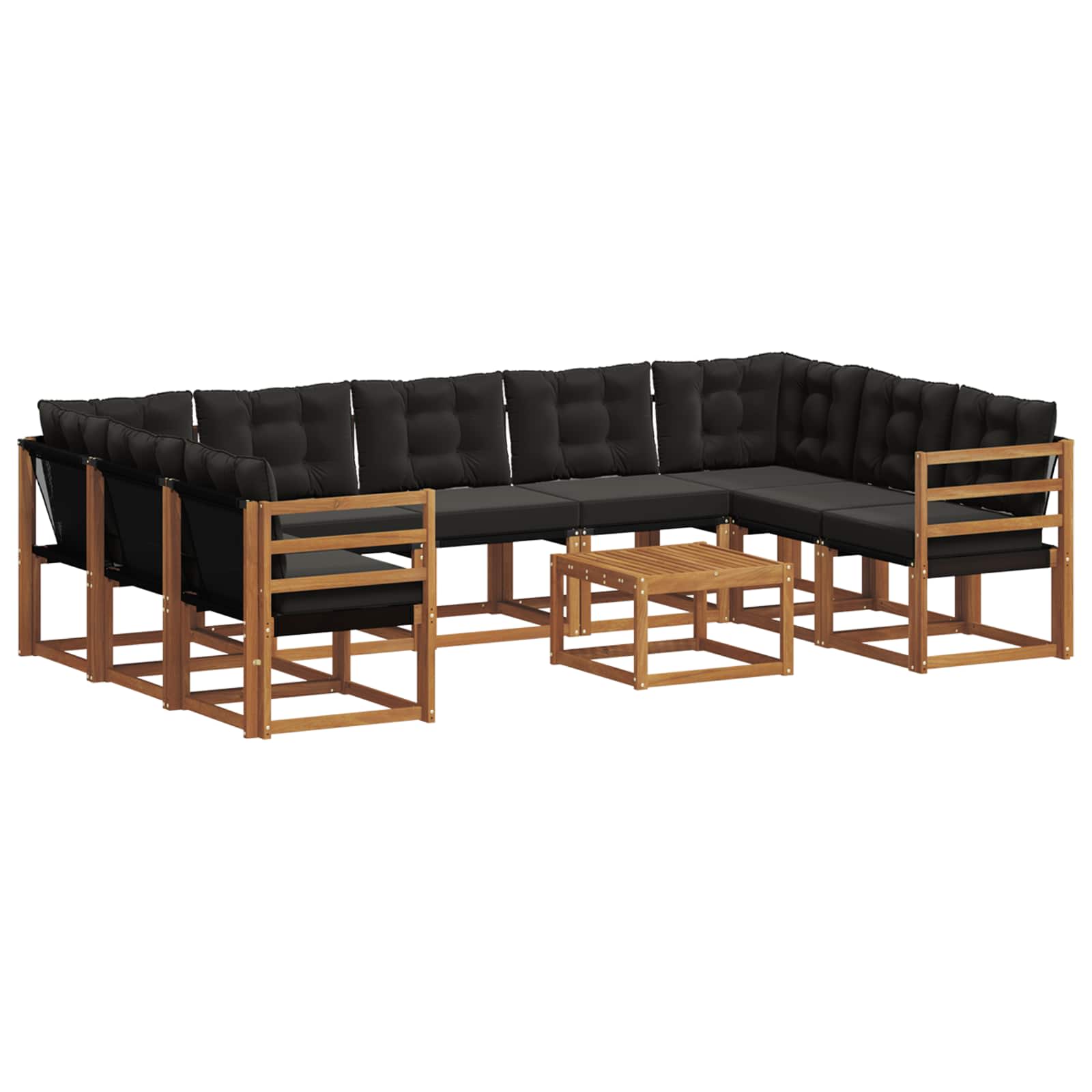 Outdoor-Sofagarnitur mit Kissen 10 pcs Natürlich und Schwarz