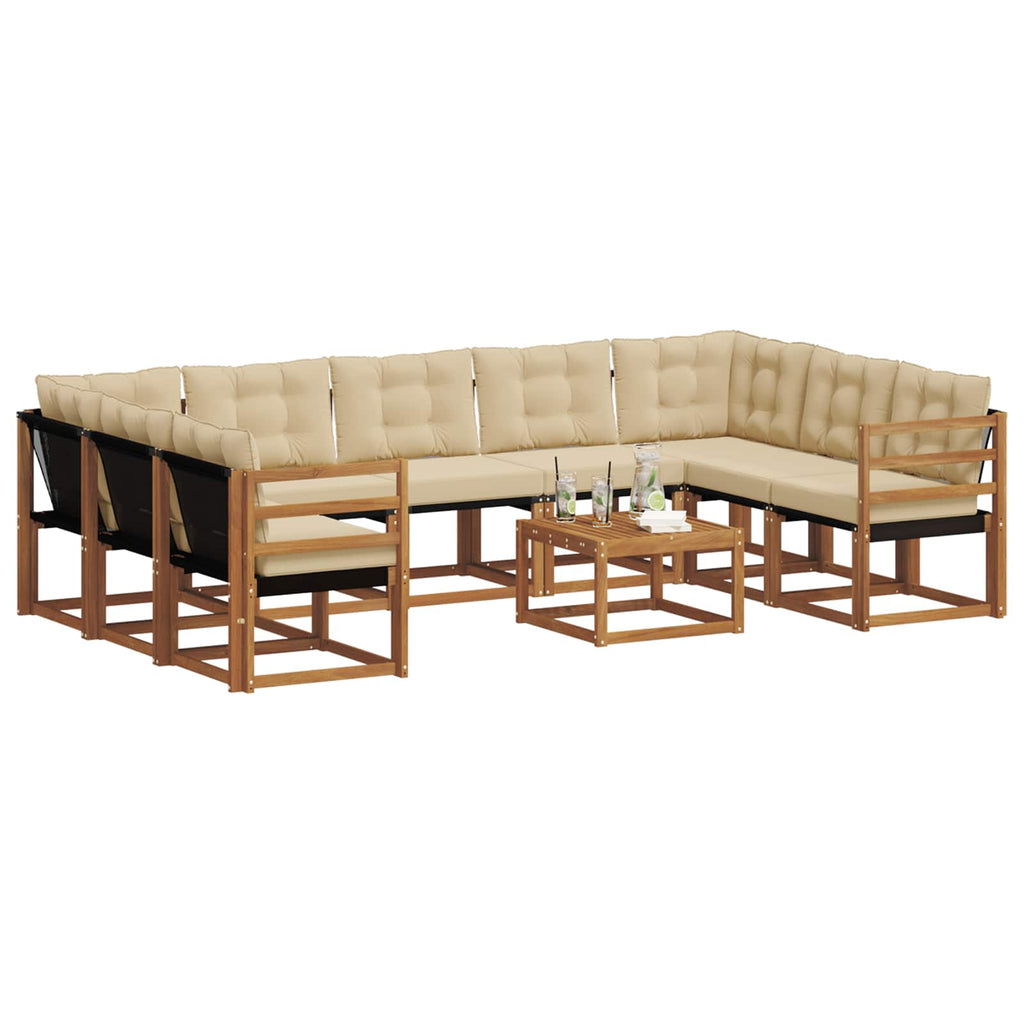 Outdoor-Sofagarnitur mit Kissen 10 pcs Natur und Beige
