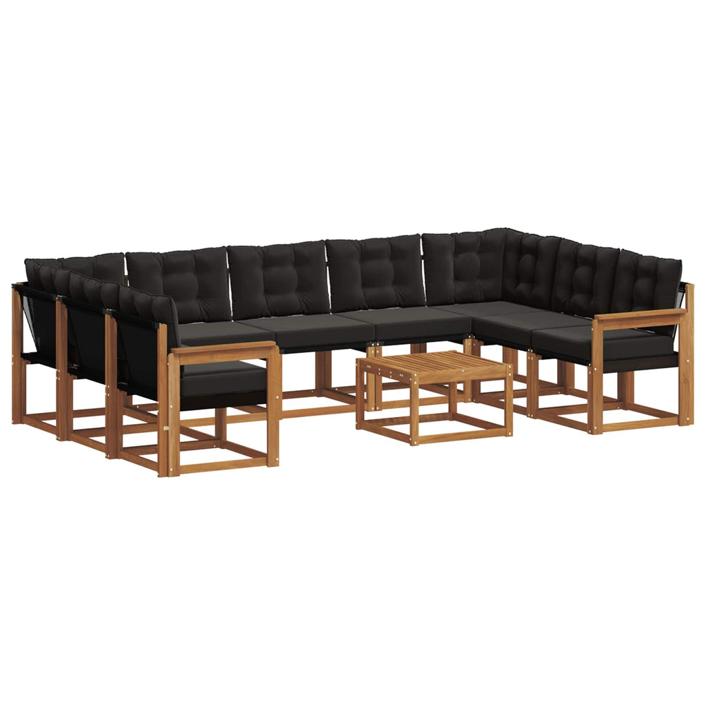 Outdoor-Sofagarnitur mit Kissen 10 pcs Natürlich und Schwarz
