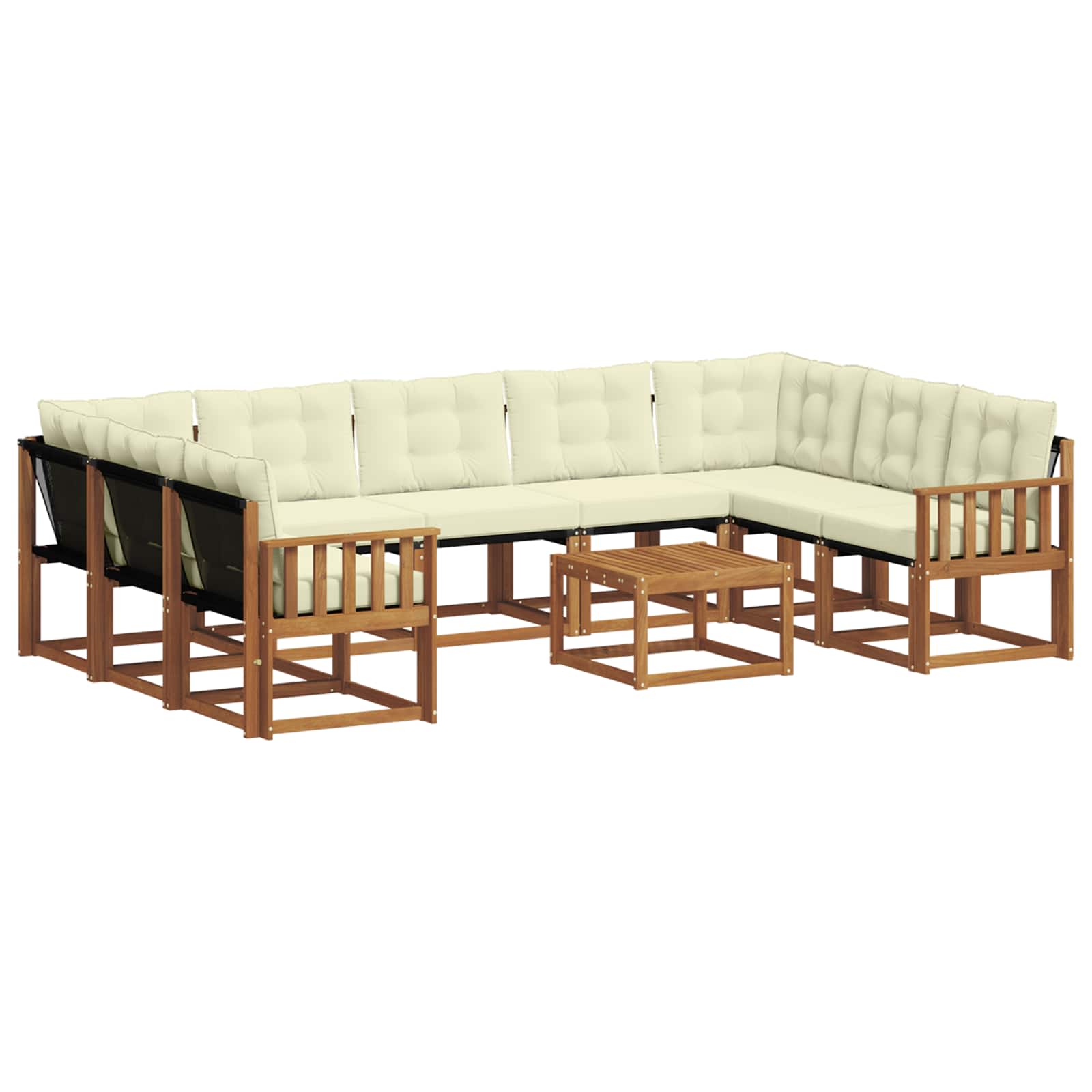 Outdoor-Sofagarnitur mit Kissen 10 pcs Natur und Creme