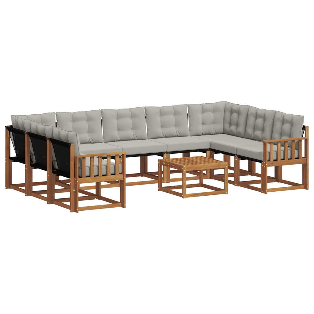 Outdoor-Sofagarnitur mit Kissen 10 pcs Natürlich und Hellgrau