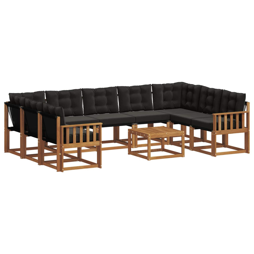 Outdoor-Sofagarnitur mit Kissen 10 pcs Natürlich und Schwarz