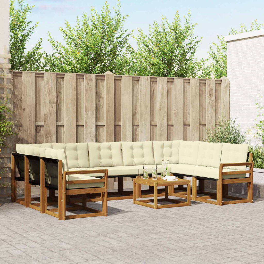 Outdoor-Sofagarnitur mit Kissen 10 pcs Natur und Creme