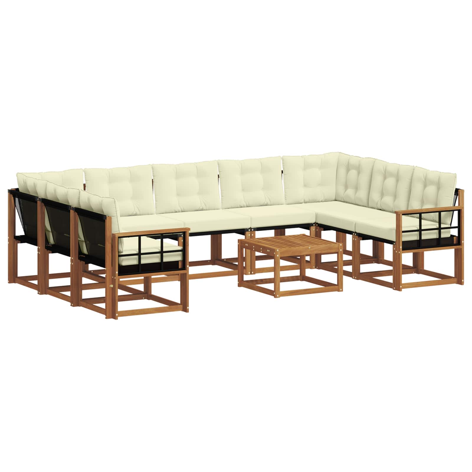Outdoor-Sofagarnitur mit Kissen 10 pcs Natur und Creme