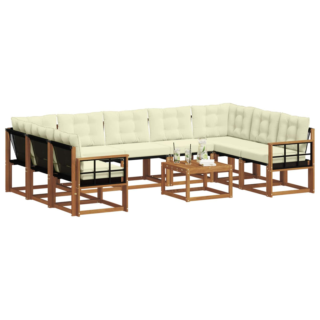 Outdoor-Sofagarnitur mit Kissen 10 pcs Natur und Creme