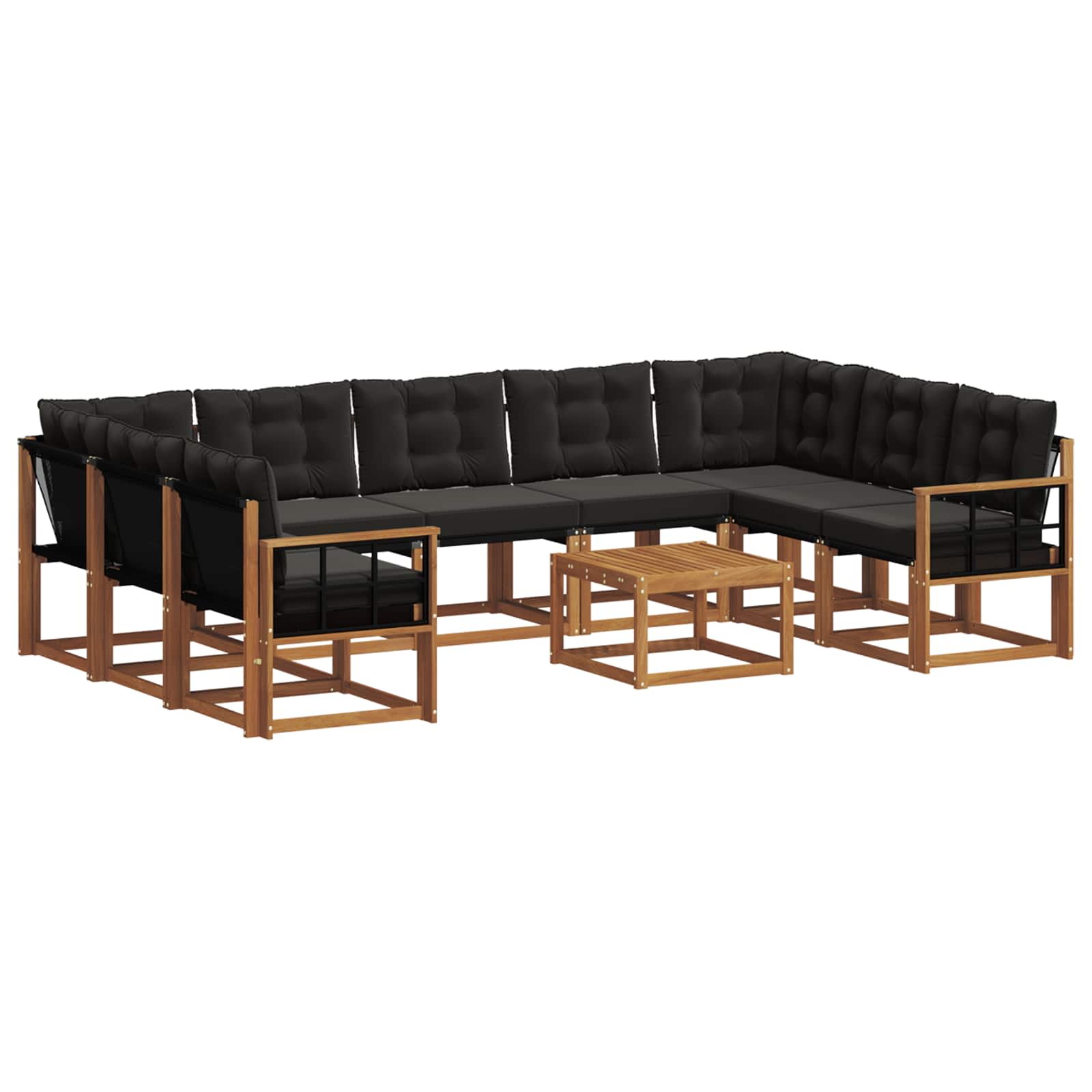 Outdoor-Sofagarnitur mit Kissen 10 pcs Natürlich und Schwarz