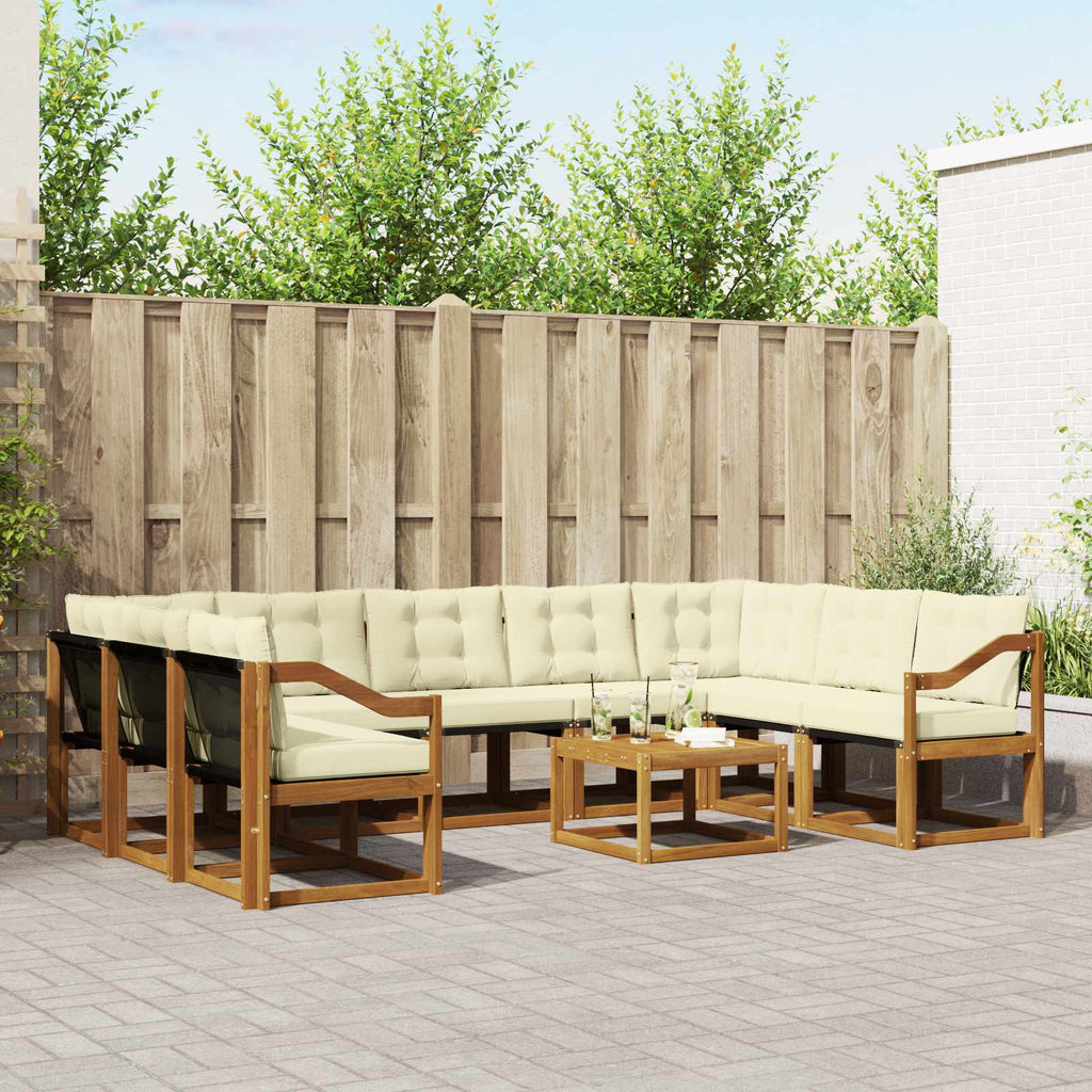 Outdoor-Sofagarnitur mit Kissen 10 pcs Natur und Creme