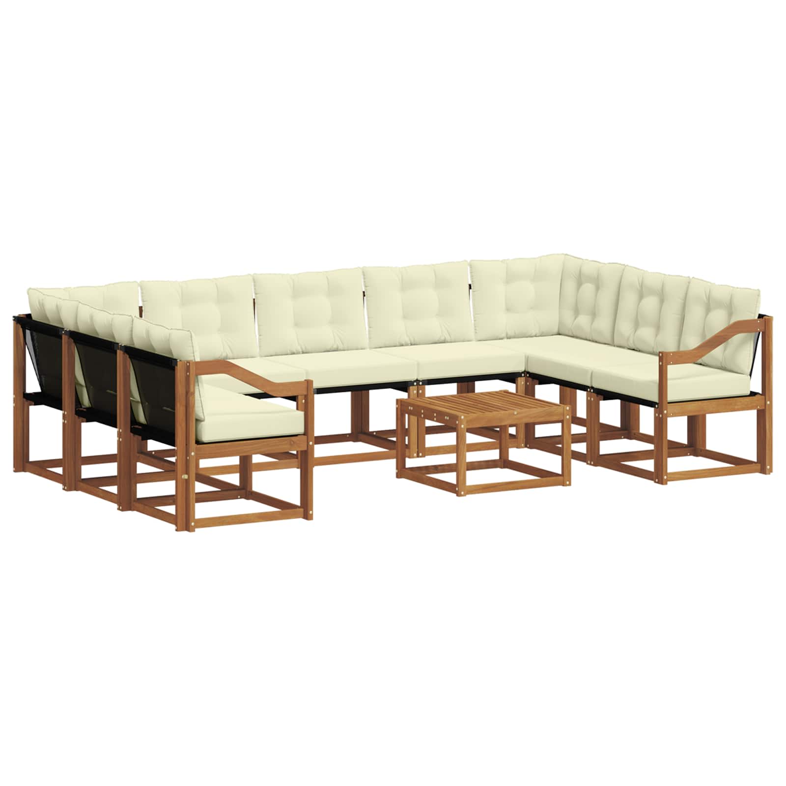 Outdoor-Sofagarnitur mit Kissen 10 pcs Natur und Creme