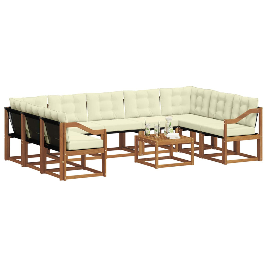 Outdoor-Sofagarnitur mit Kissen 10 pcs Natur und Creme