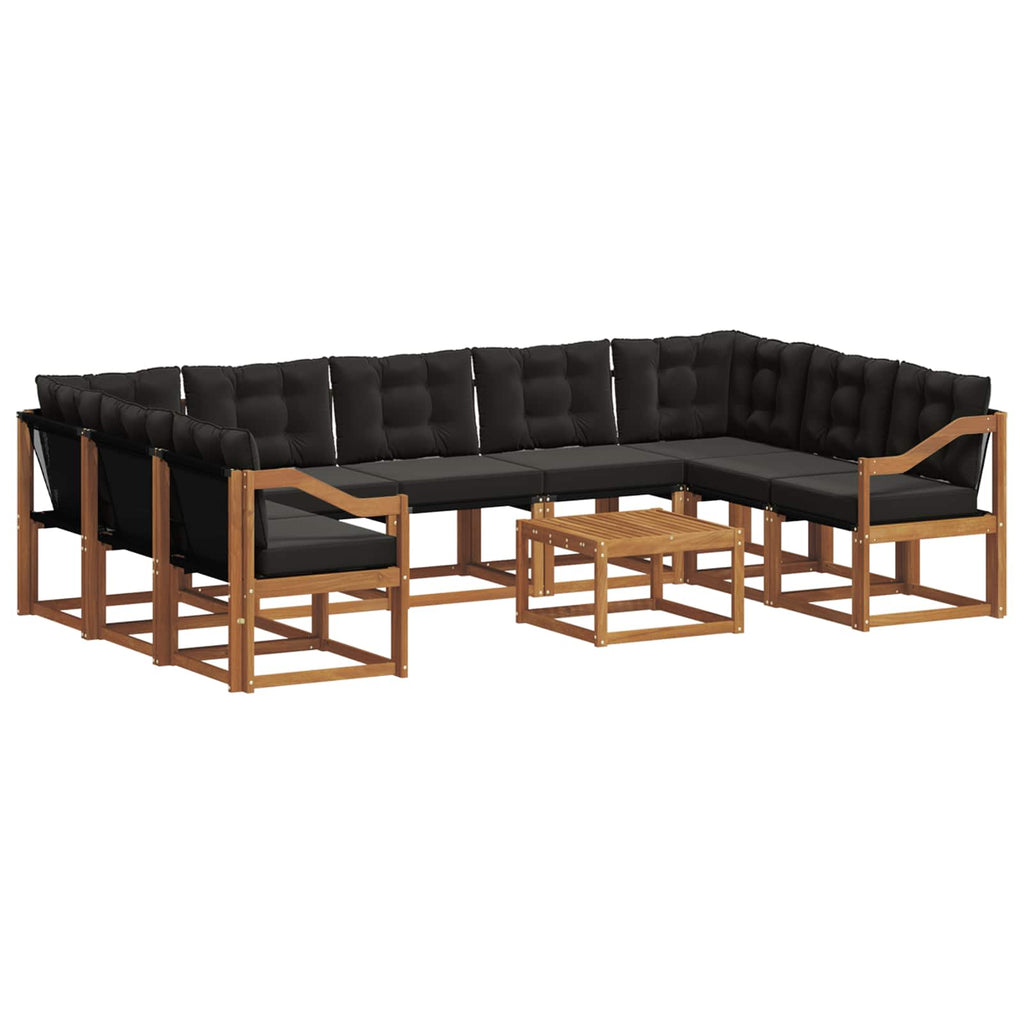 Outdoor-Sofagarnitur mit Kissen 10 pcs Natürlich und Schwarz