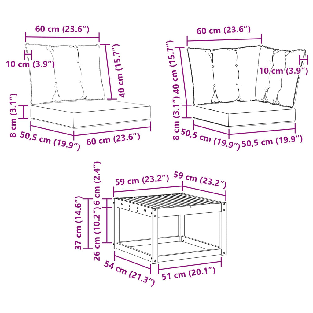 Outdoor-Sofagarnitur mit Kissen 10 pcs Natürlich und Schwarz