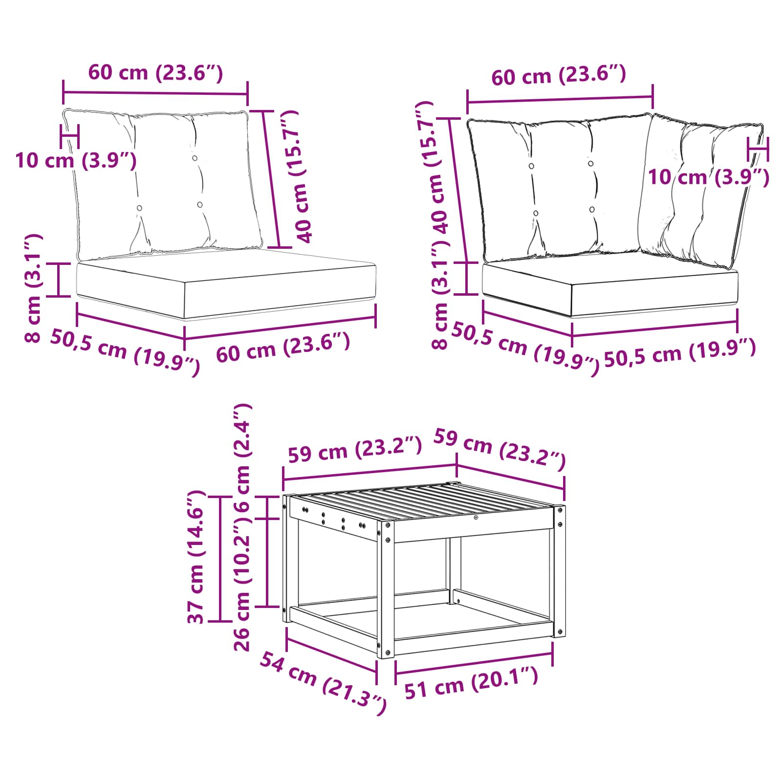 Outdoor-Sofagarnitur mit Kissen 10 pcs Natürlich und Schwarz