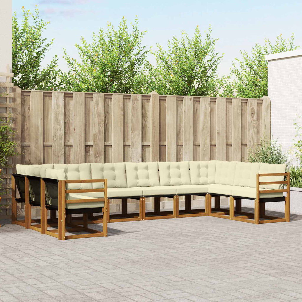 Outdoor-Sofagarnitur mit Kissen 10 pcs Natur und Creme