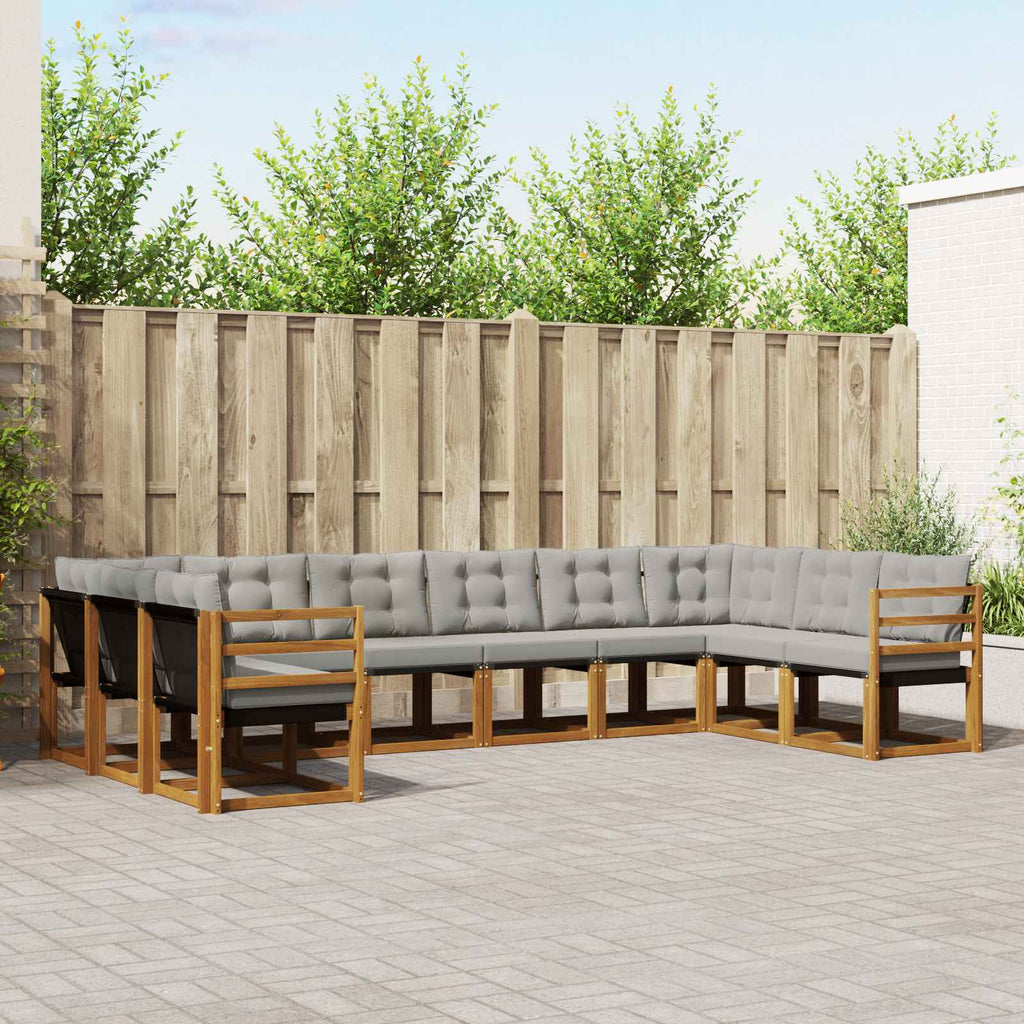 Outdoor-Sofagarnitur mit Kissen 10 pcs Natürlich und Hellgrau