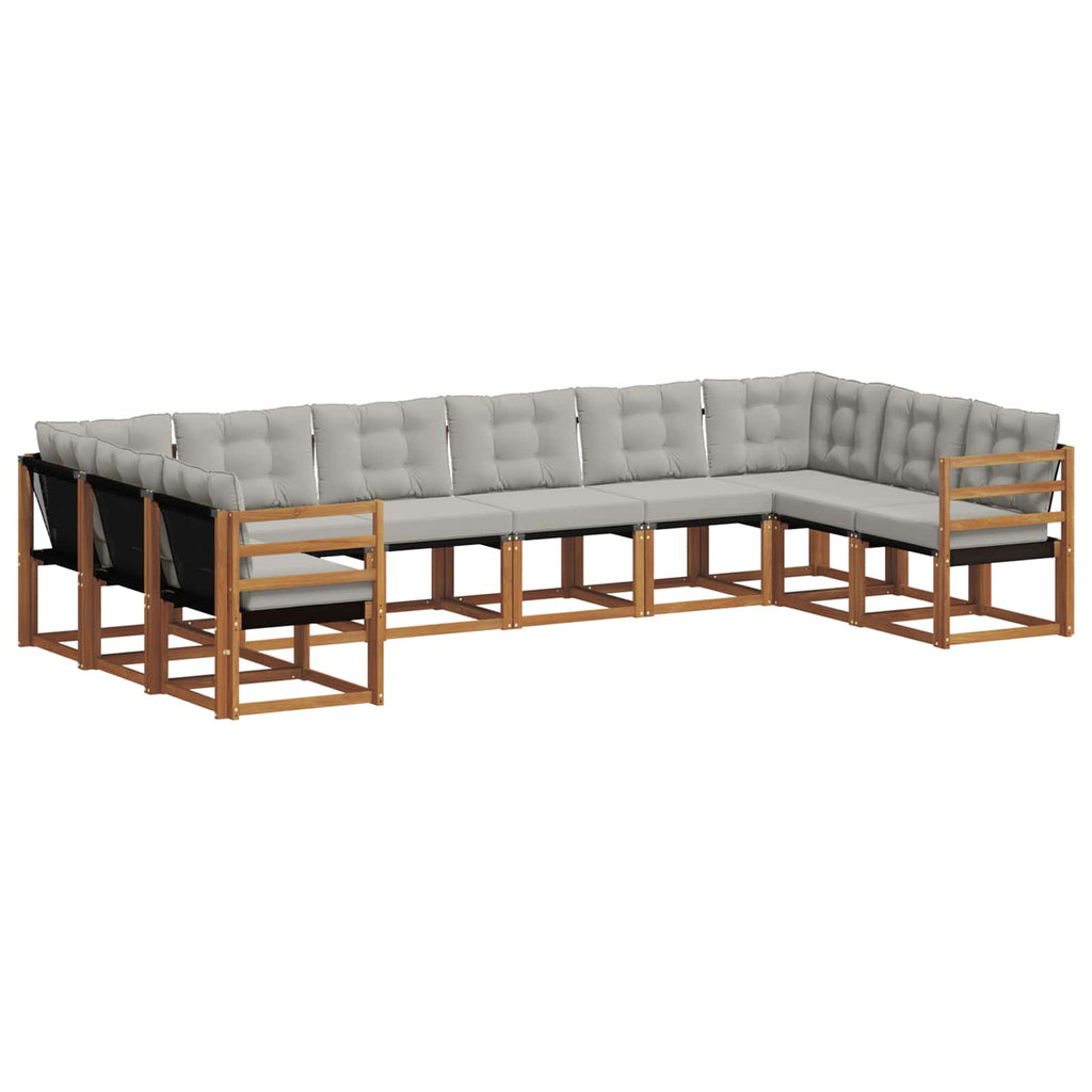 Outdoor-Sofagarnitur mit Kissen 10 pcs Natürlich und Hellgrau