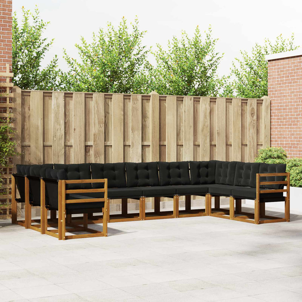 Outdoor-Sofagarnitur mit Kissen 10 pcs Natürlich und Schwarz