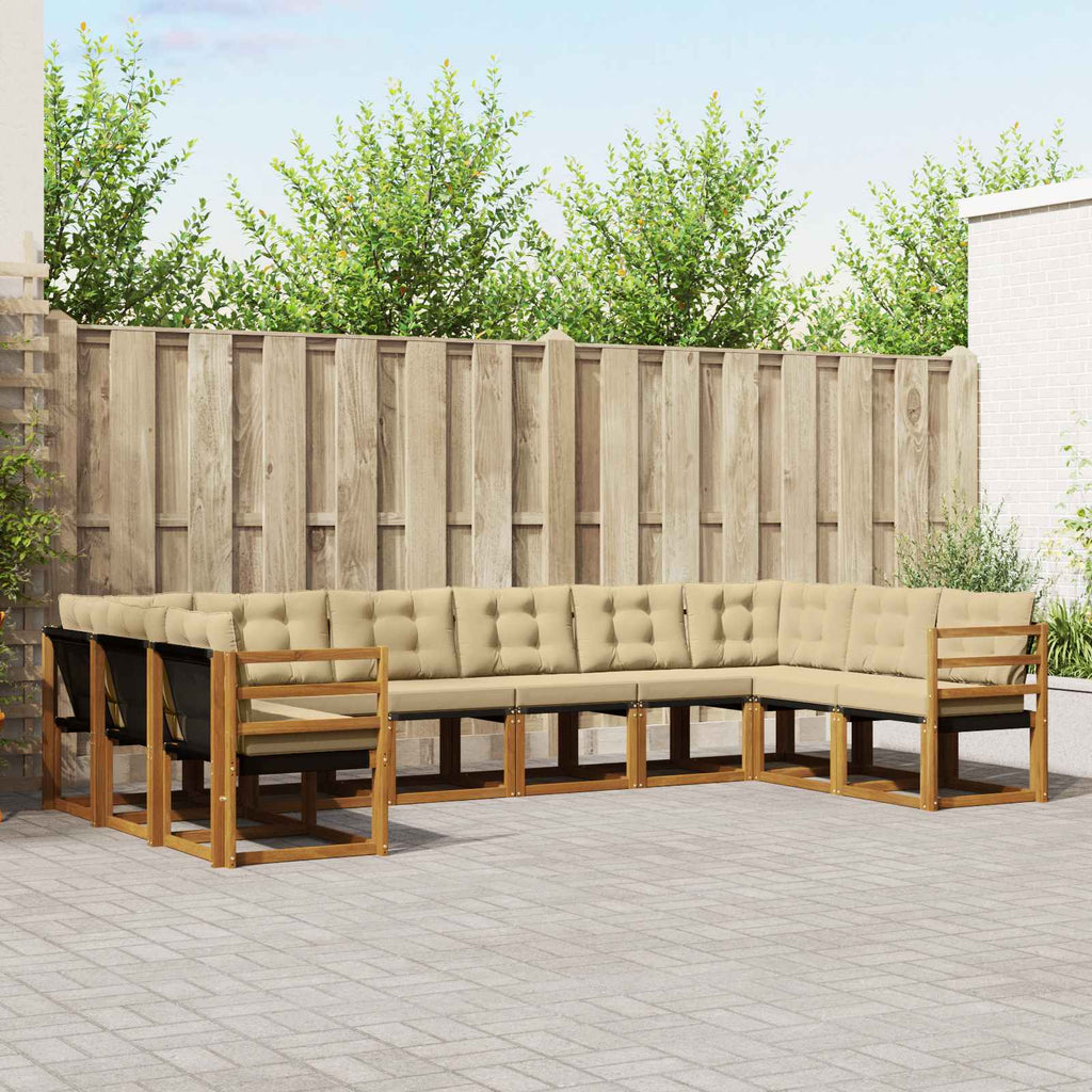 Outdoor-Sofagarnitur mit Kissen 10 pcs Natur und Beige