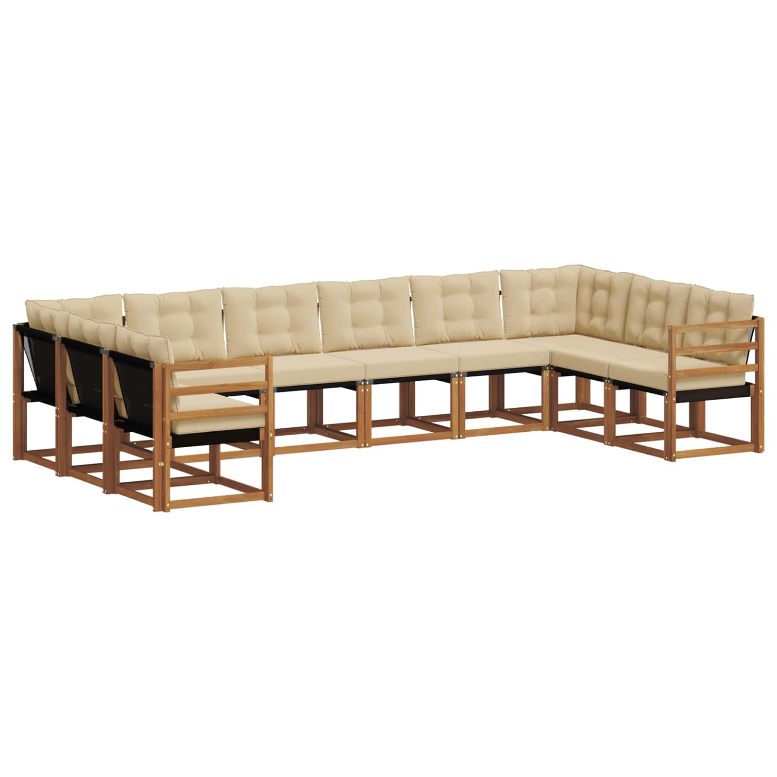 Outdoor-Sofagarnitur mit Kissen 10 pcs Natur und Beige