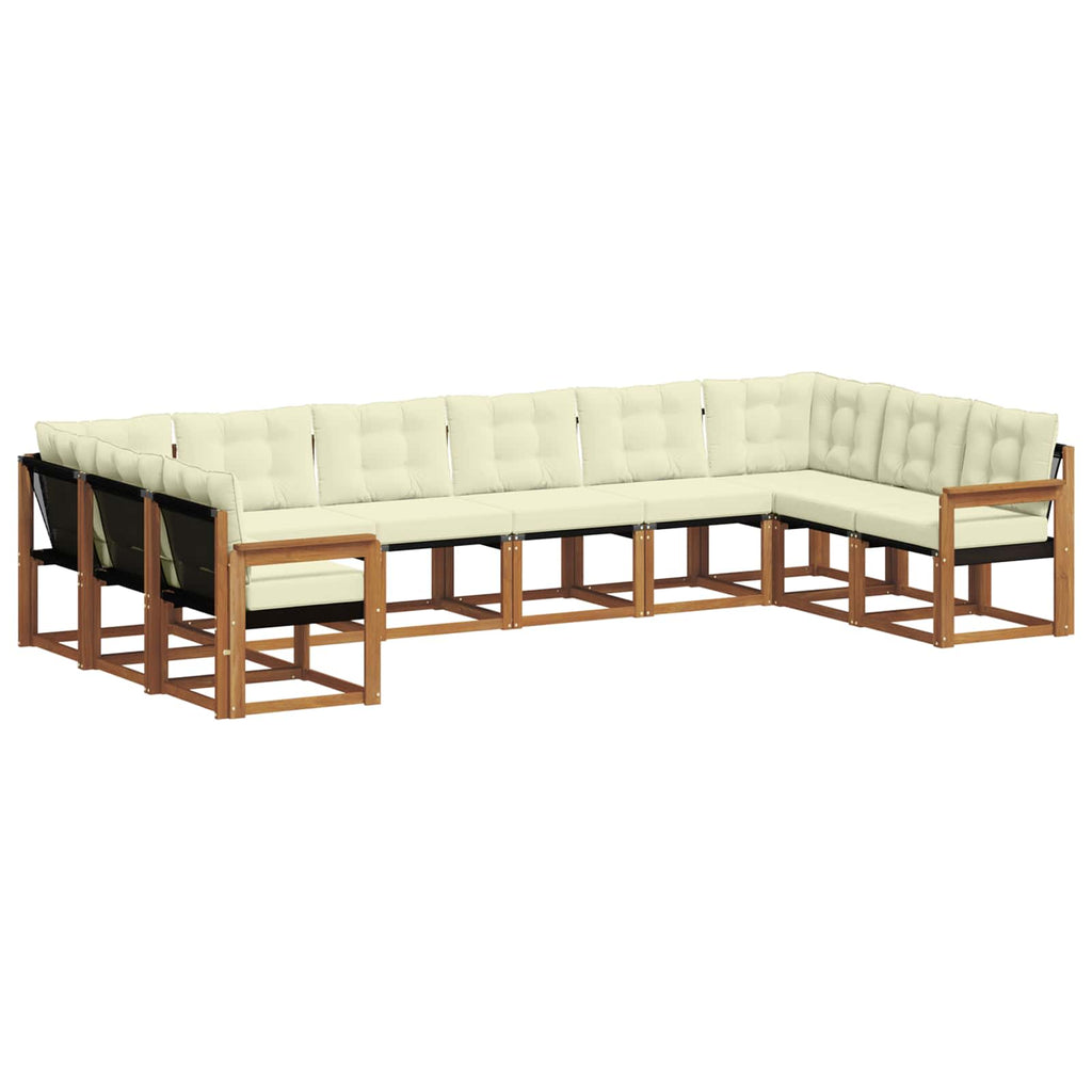Outdoor-Sofagarnitur mit Kissen 10 pcs Natur und Creme