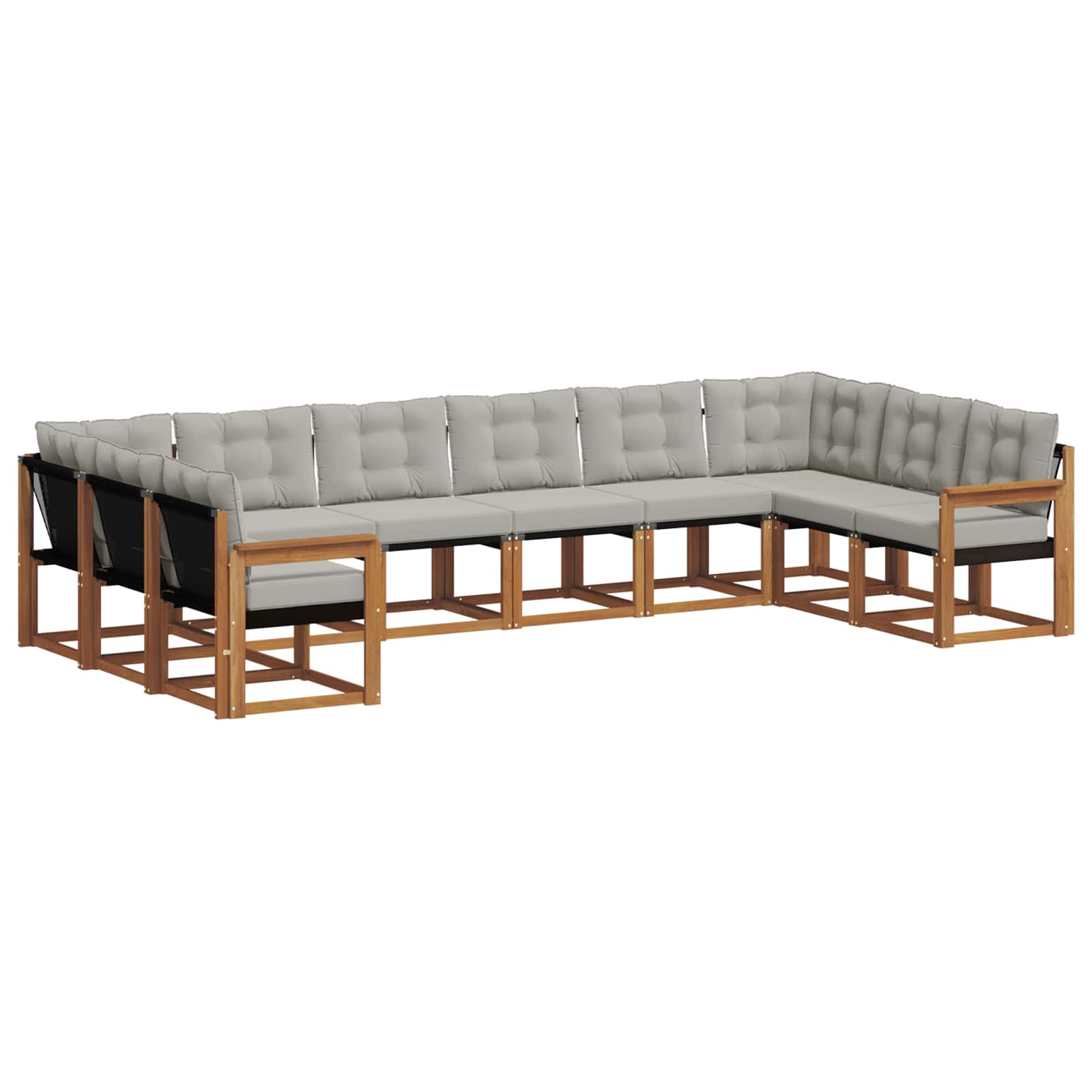 Outdoor-Sofagarnitur mit Kissen 10 pcs Natürlich und Hellgrau