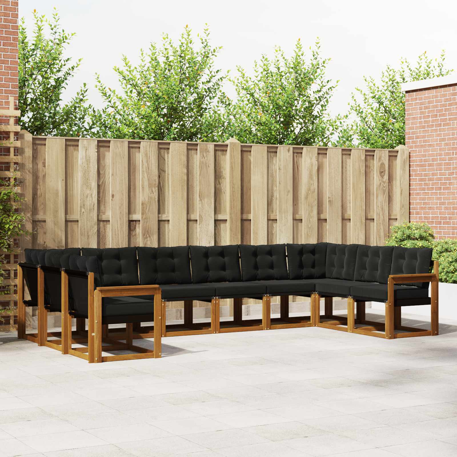 Outdoor-Sofagarnitur mit Kissen 10 pcs Natürlich und Schwarz