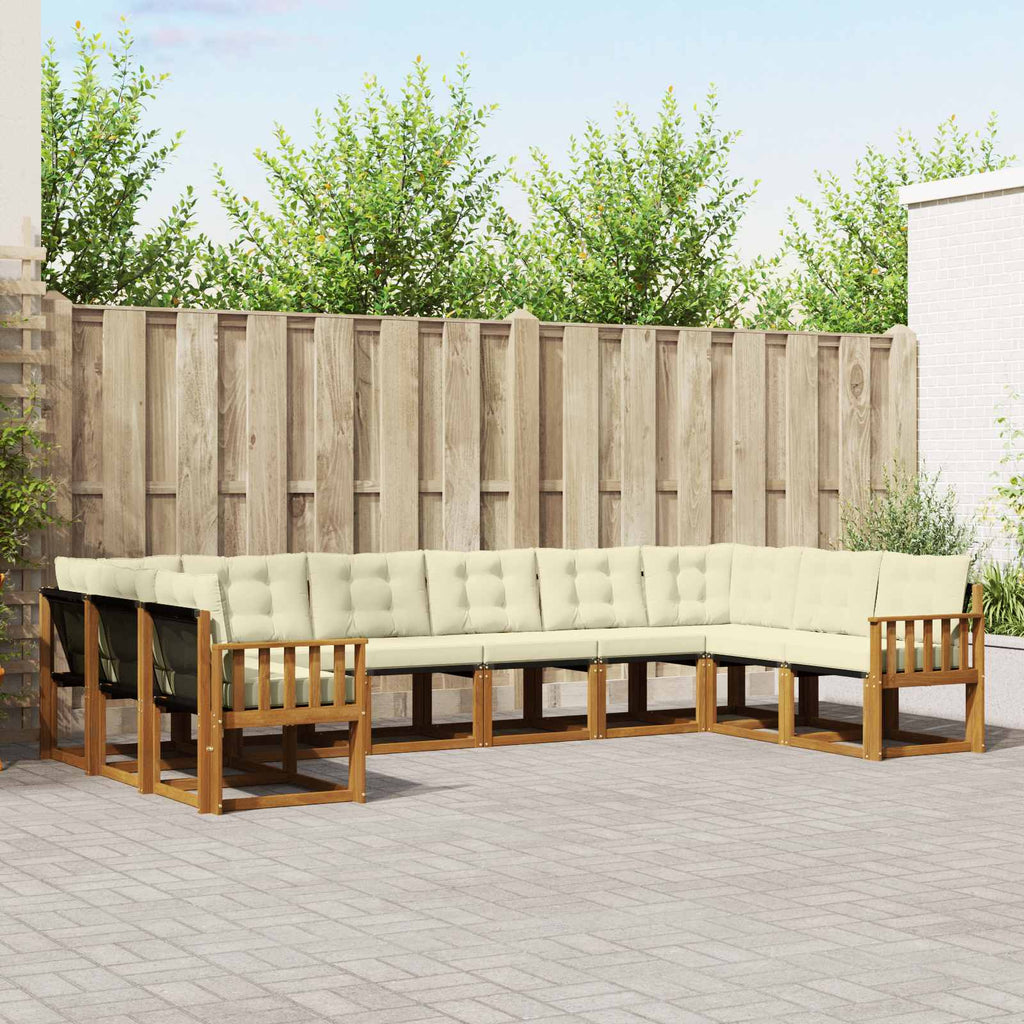 Outdoor-Sofagarnitur mit Kissen 10 pcs Natur und Creme