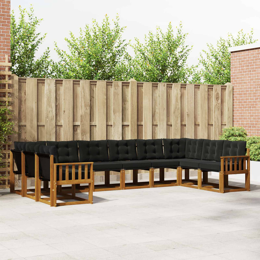 Outdoor-Sofagarnitur mit Kissen 10 pcs Natürlich und Schwarz