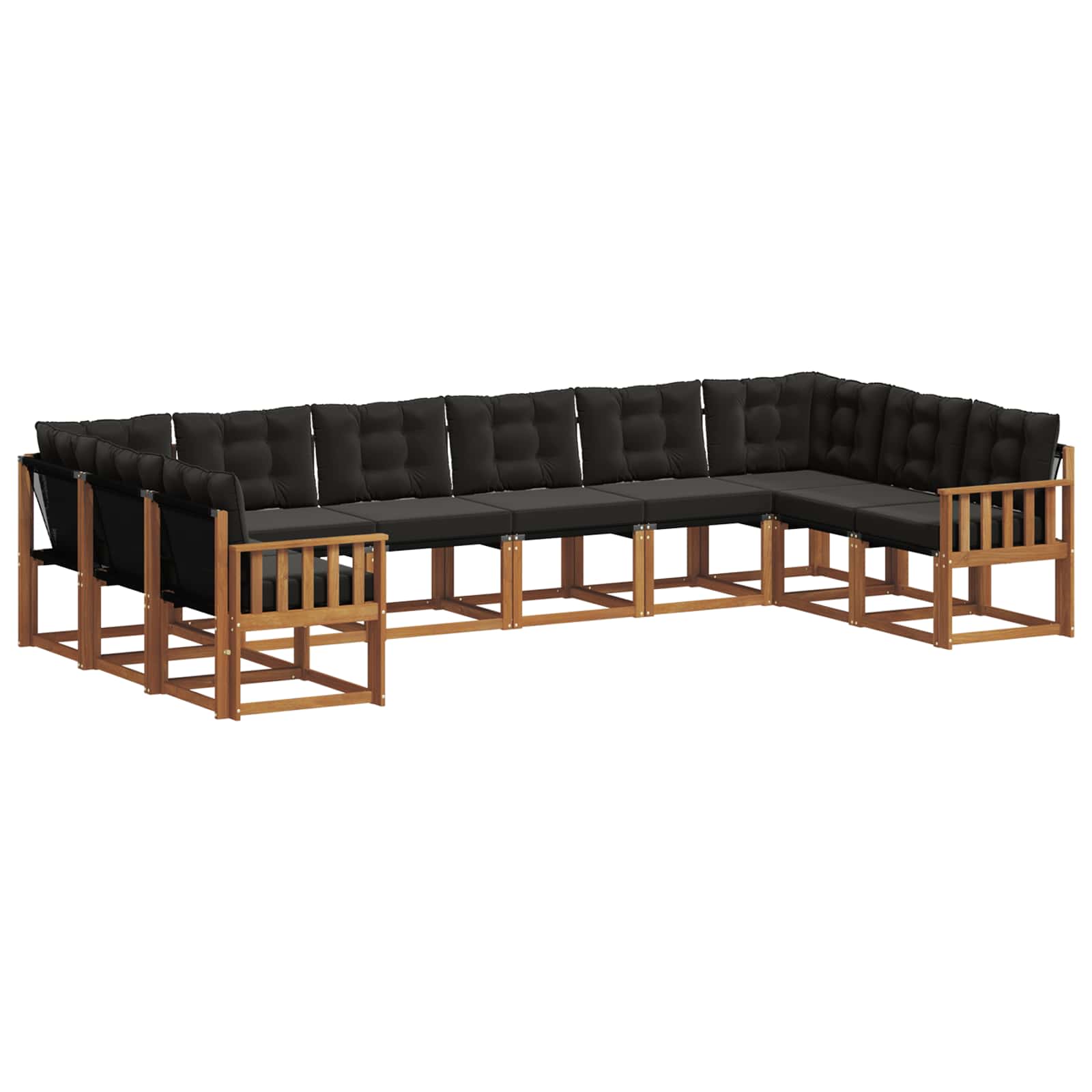 Outdoor-Sofagarnitur mit Kissen 10 pcs Natürlich und Schwarz